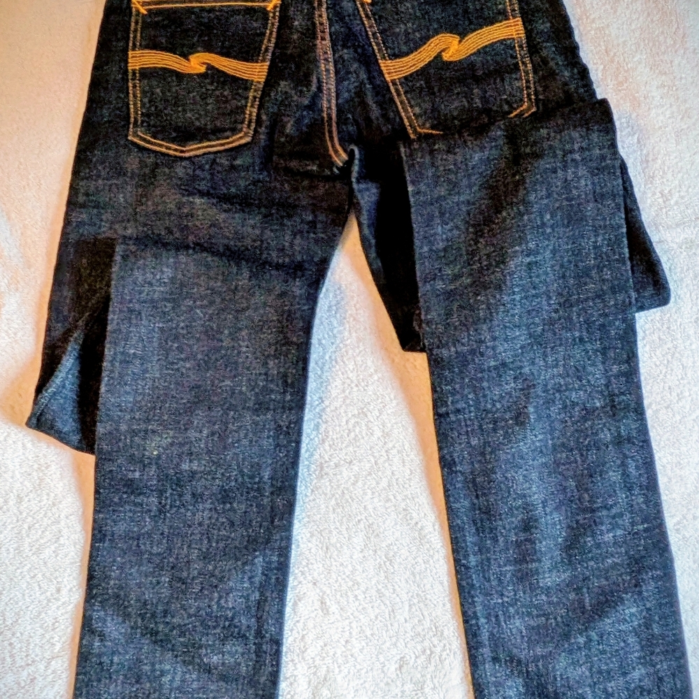 Nudie Jeans Dark Denim with Orange Stitching - Picture 6 of 7